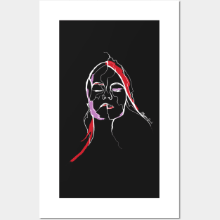 Single Line - Woman Portrait (White) Posters and Art